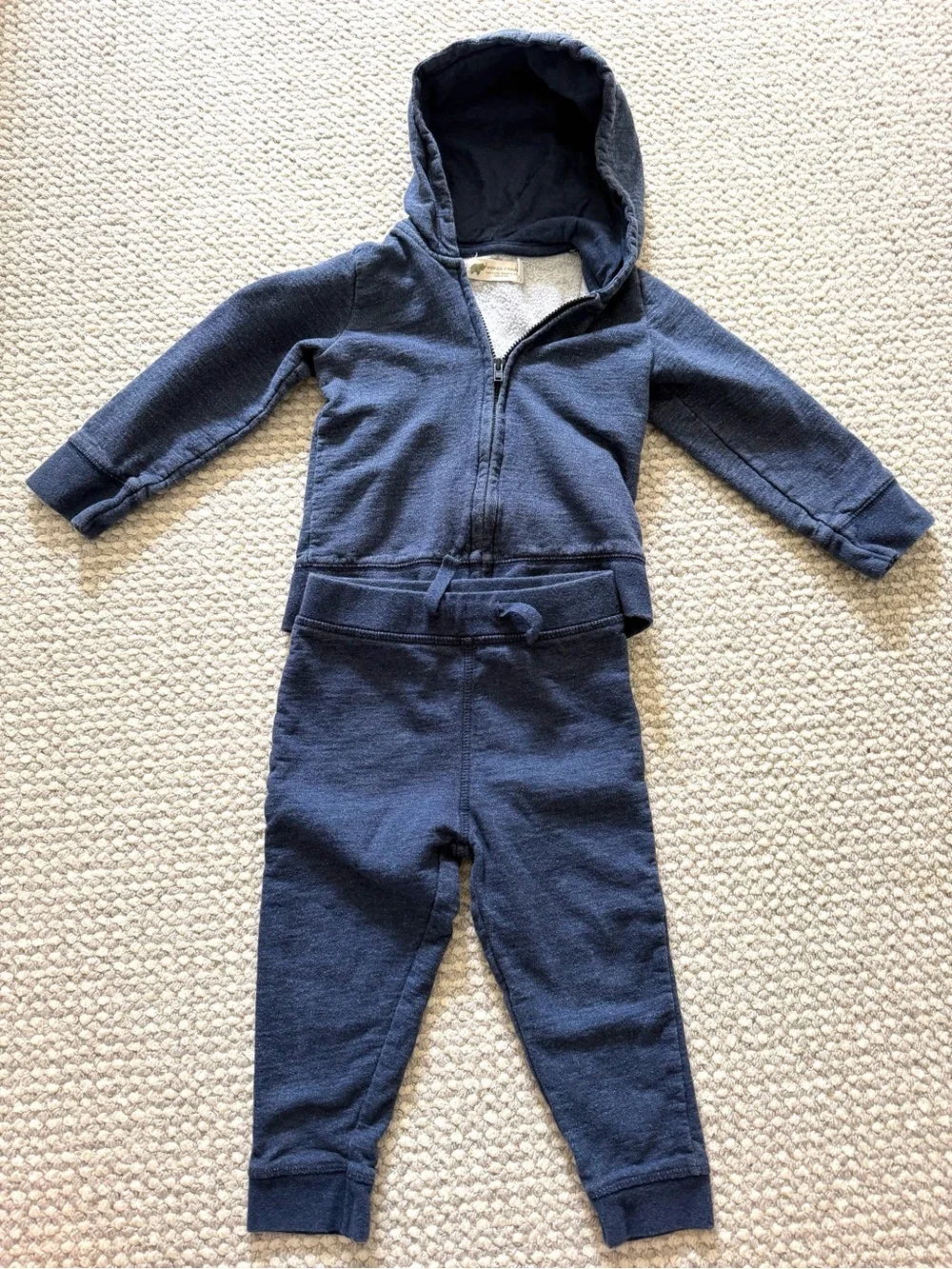Monica + Andy Organic Cotton Hoodie & Jogger Set – 2T in navy heather